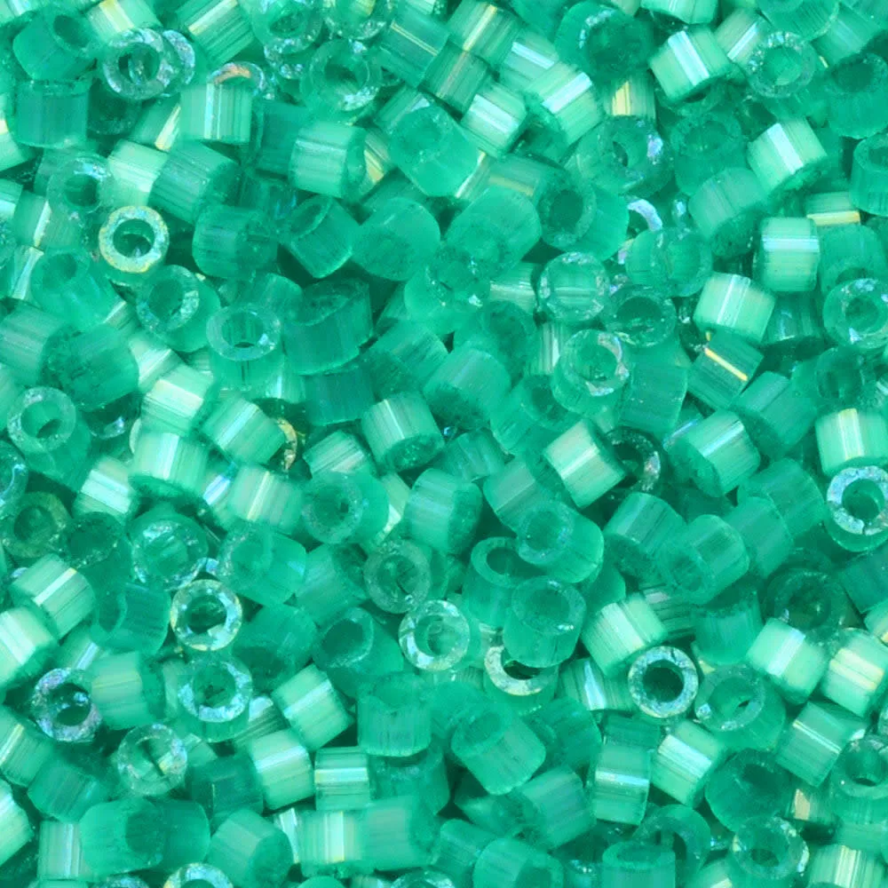 Miyuki Delica Seed Beads, 11/0 Size, #1813 Dyed Aqua Green Silk Satin (7.2 Gram Tube)