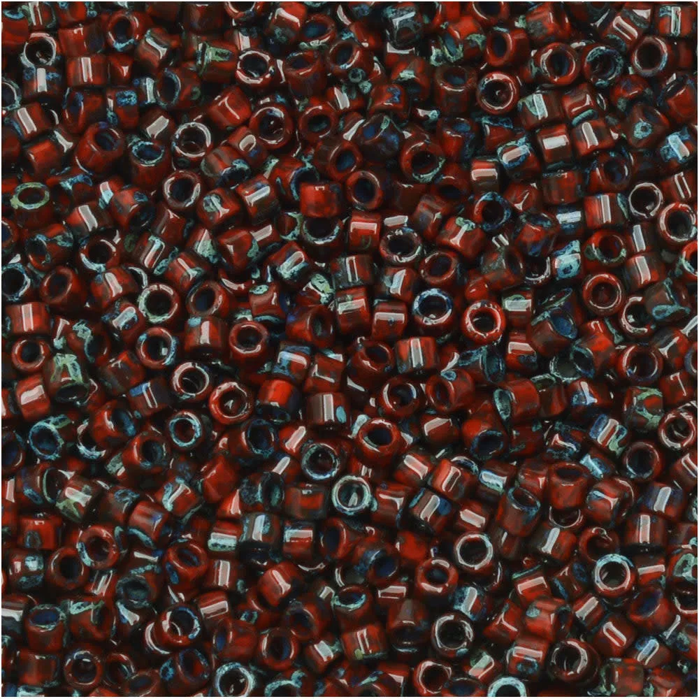 Miyuki Delica Seed Beads, 11/0 Size, #2263 Picasso Opaque Red Garnet Matte (7.2 Gram Tube)