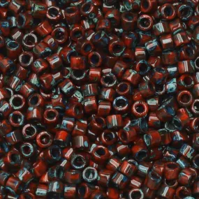 Miyuki Delica Seed Beads, 11/0 Size, #2263 Picasso Opaque Red Garnet Matte (7.2 Gram Tube)