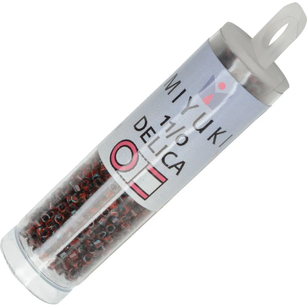 Miyuki Delica Seed Beads, 11/0 Size, #2263 Picasso Opaque Red Garnet Matte (7.2 Gram Tube)