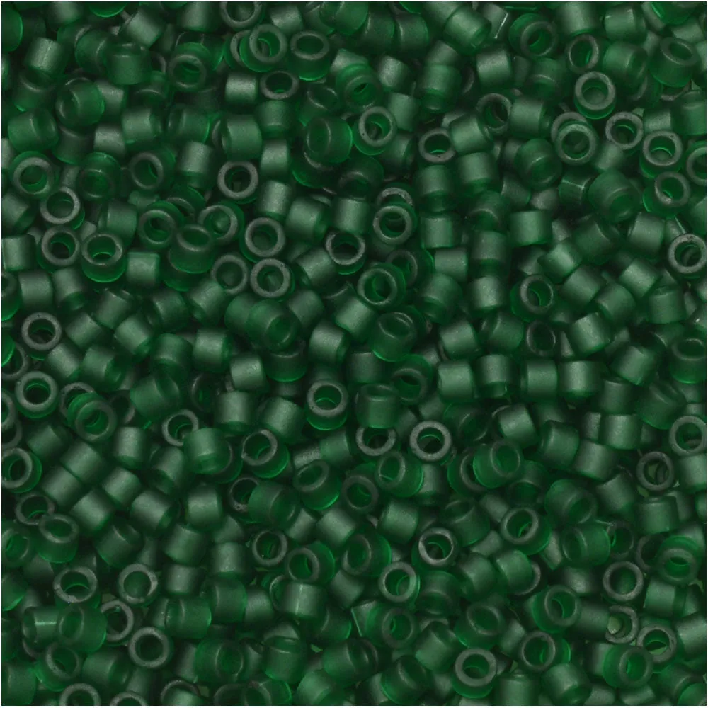 Miyuki Delica Seed Beads, 11/0 Size, #767 Forest Green Matte Transparent (2.5 Tube)