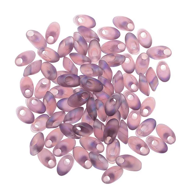 Miyuki Long Magatama Seed Beads 4x7mm Matte Transparent Smokey Amethyst AB /8.5g