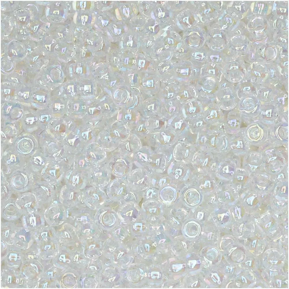 Miyuki Round Seed Beads, 11/0 Size, #250 Transparent Crystal AB (8.5 Gram Tube)