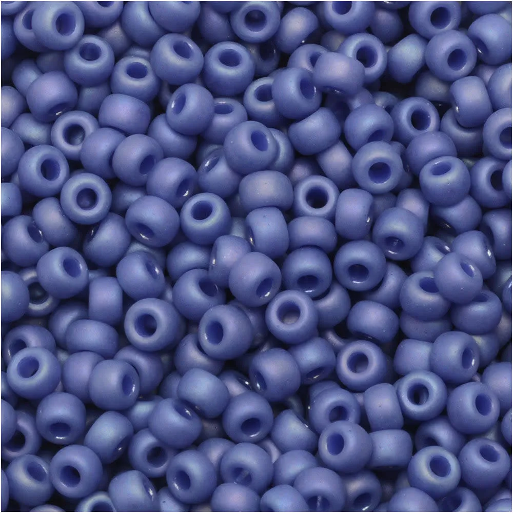 Miyuki Round Seed Beads, 8/0, #94704 Frosted Opaque Glaze Rainbow Soft Blue (22 Gram Tube)