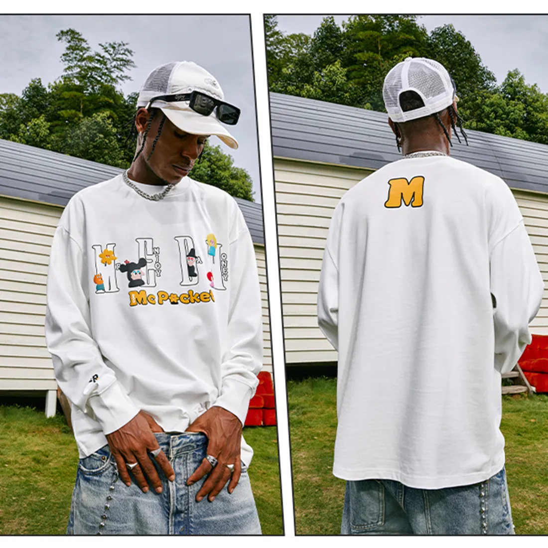 MR. ENJOY DA MONEY  |Crew Neck Unisex Street Style Long Sleeves Cotton Oversized