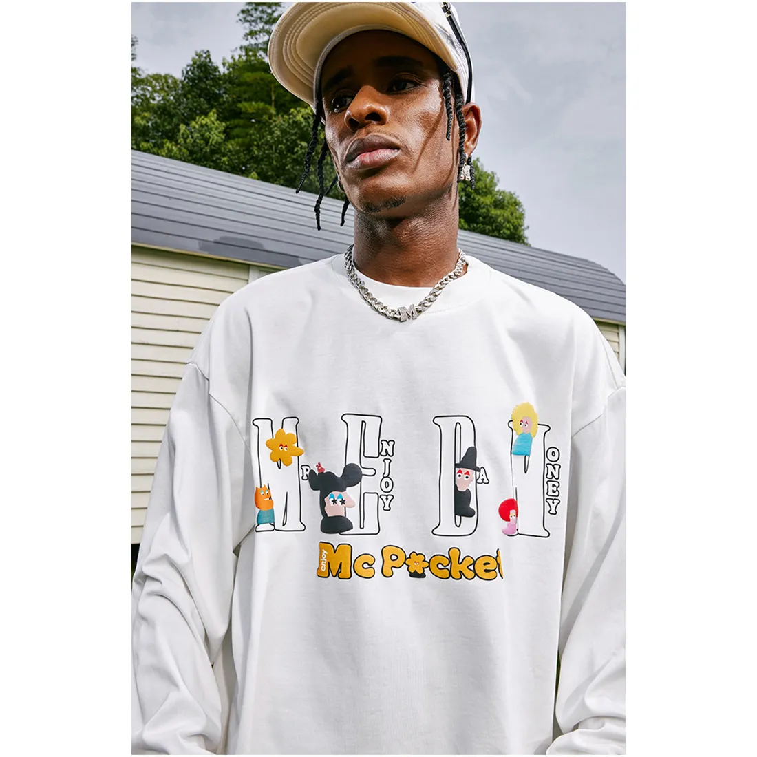 MR. ENJOY DA MONEY  |Crew Neck Unisex Street Style Long Sleeves Cotton Oversized