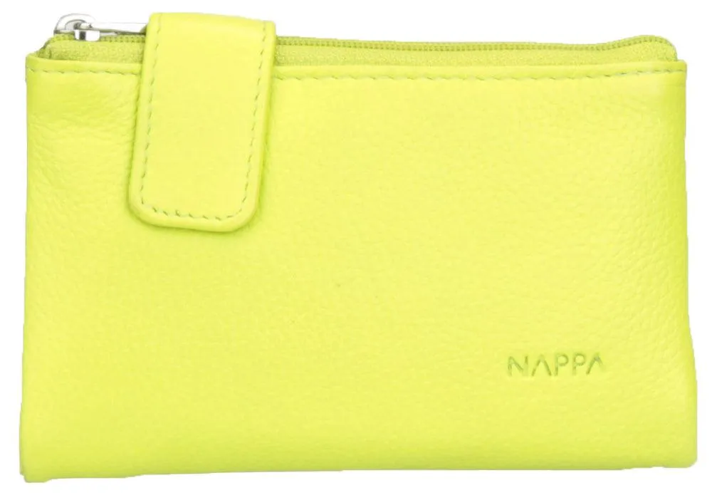 Nappa Mini Charlotte RFID Leather Wallet In Neon Green