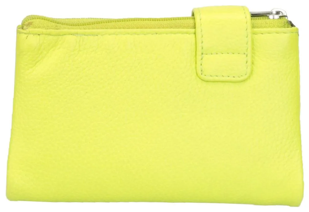 Nappa Mini Charlotte RFID Leather Wallet In Neon Green