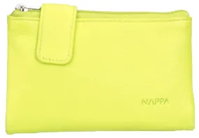 Nappa Mini Charlotte RFID Leather Wallet In Neon Green