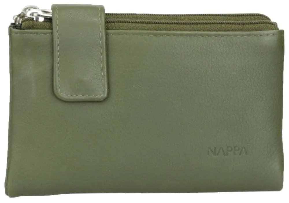 Nappa Mini Charlotte RFID Leather Wallet In Olive