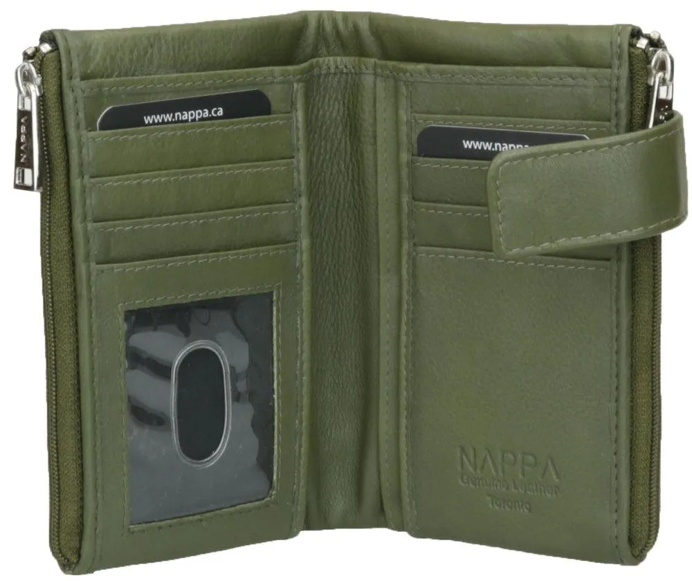 Nappa Mini Charlotte RFID Leather Wallet In Olive