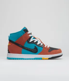 Nike SB x Di'Orr Greenwood Dunk High Decon Shoes - Turquoise Blue / Black - Rugged Orange