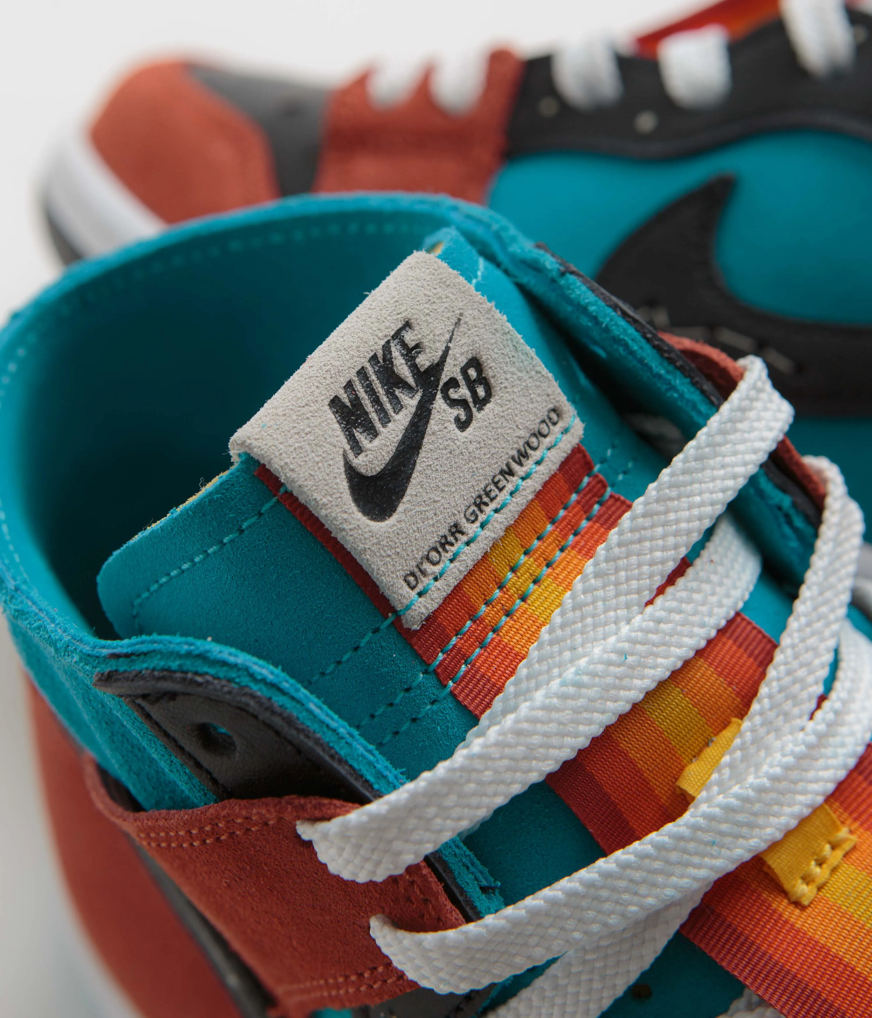 Nike SB x Di'Orr Greenwood Dunk High Decon Shoes - Turquoise Blue / Black - Rugged Orange