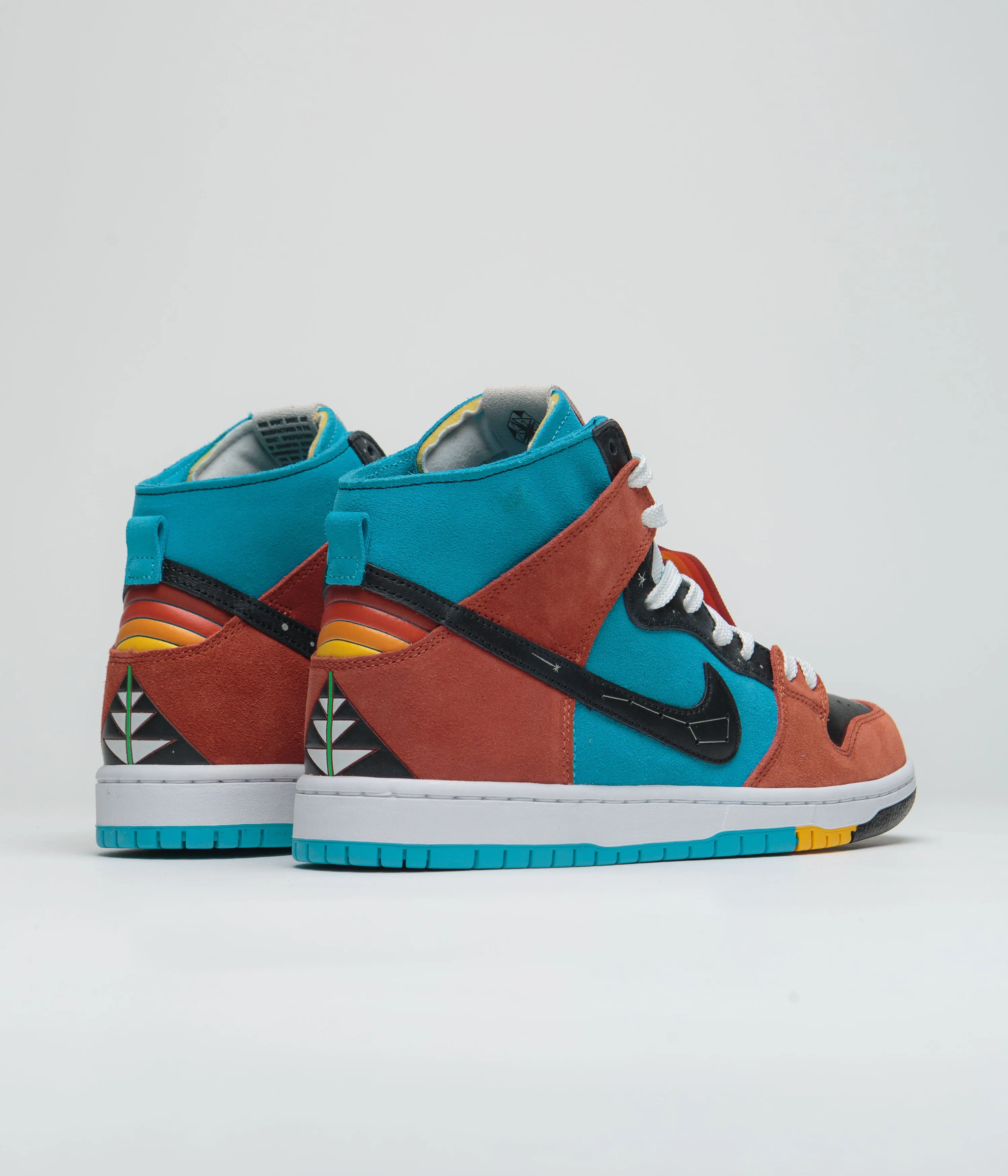 Nike SB x Di'Orr Greenwood Dunk High Decon Shoes - Turquoise Blue / Black - Rugged Orange