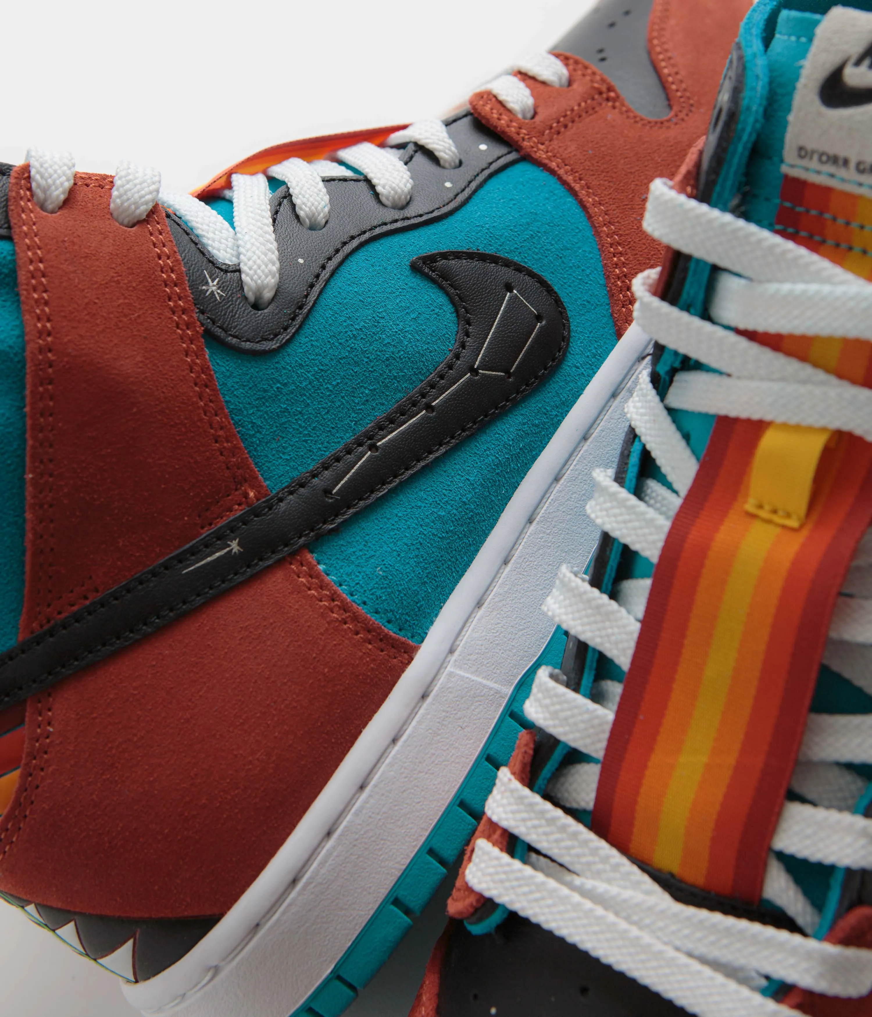 Nike SB x Di'Orr Greenwood Dunk High Decon Shoes - Turquoise Blue / Black - Rugged Orange