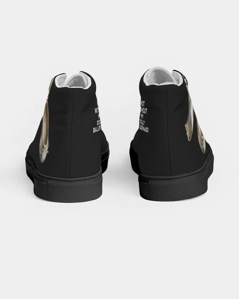 NOT WITHOUT MY DOLLY BALLERINAS WITH GOLD BALLERINAS Women's Hightop Canvas Shoe black