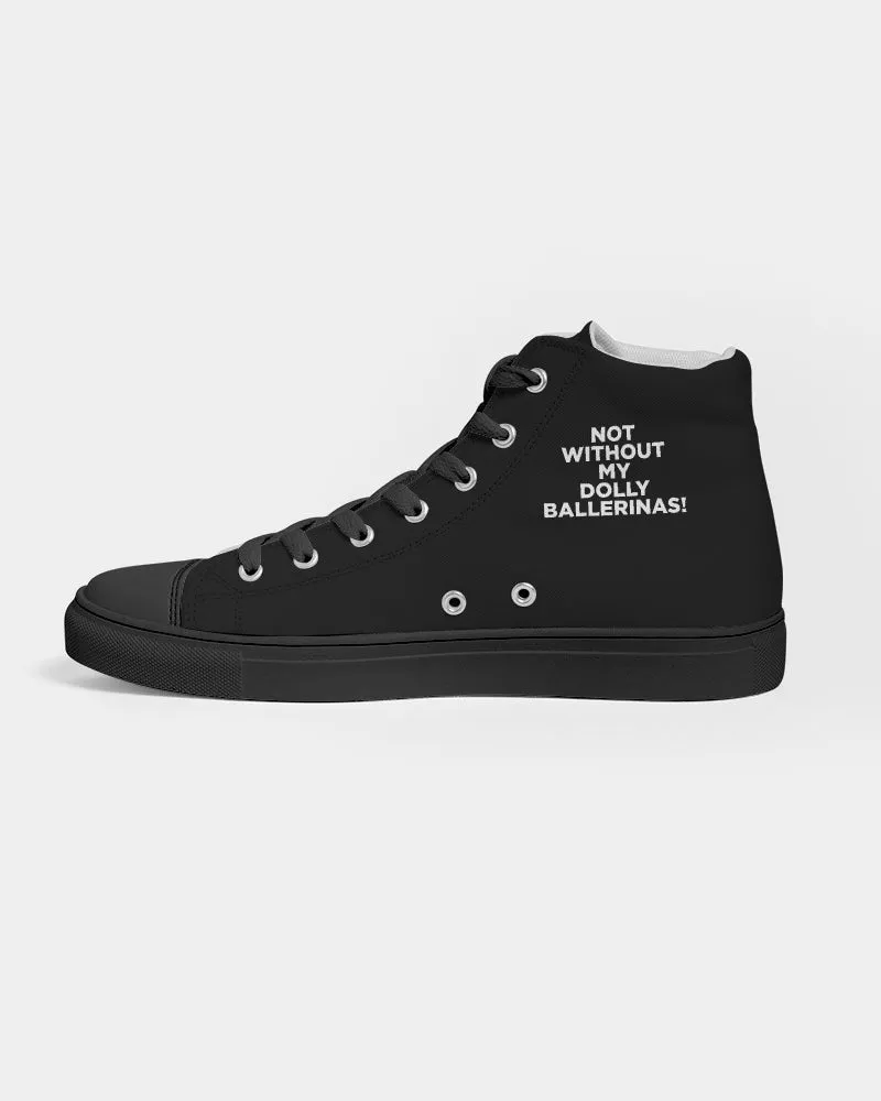 NOT WITHOUT MY DOLLY BALLERINAS WITH GOLD BALLERINAS Women's Hightop Canvas Shoe black