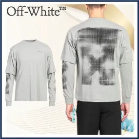 Off-White  |Crew Neck Street Style Long Sleeves Cotton Logo