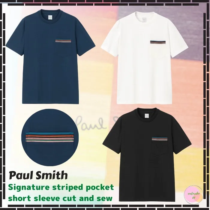 Paul Smith  |Crew Neck Pullovers Stripes Street Style Plain Cotton