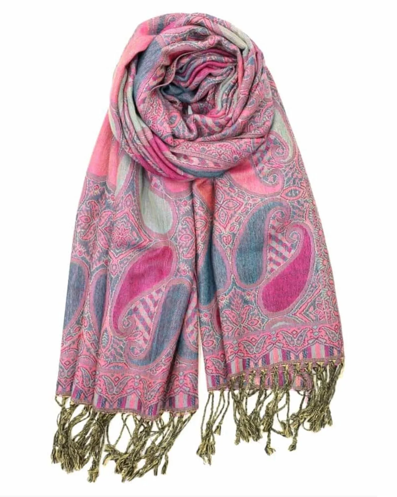 Pink & Blue Paisley Rave Pashmina