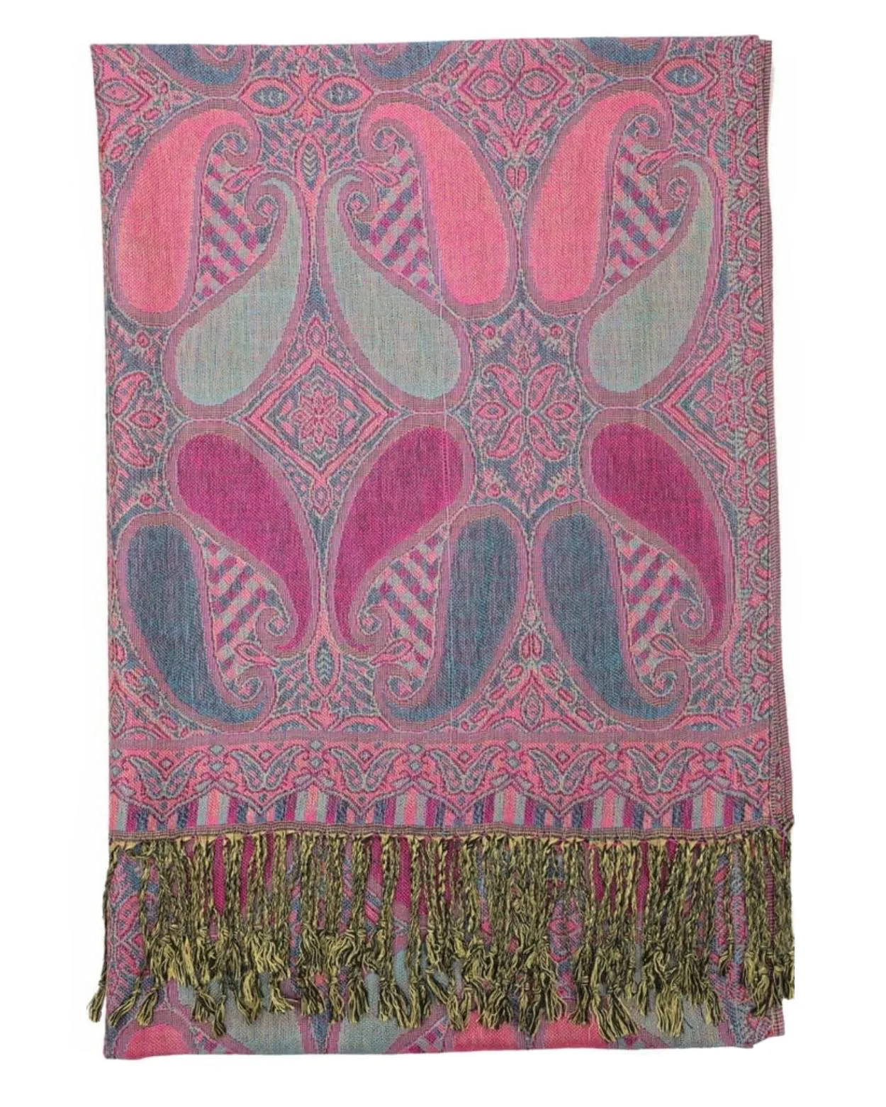 Pink & Blue Paisley Rave Pashmina