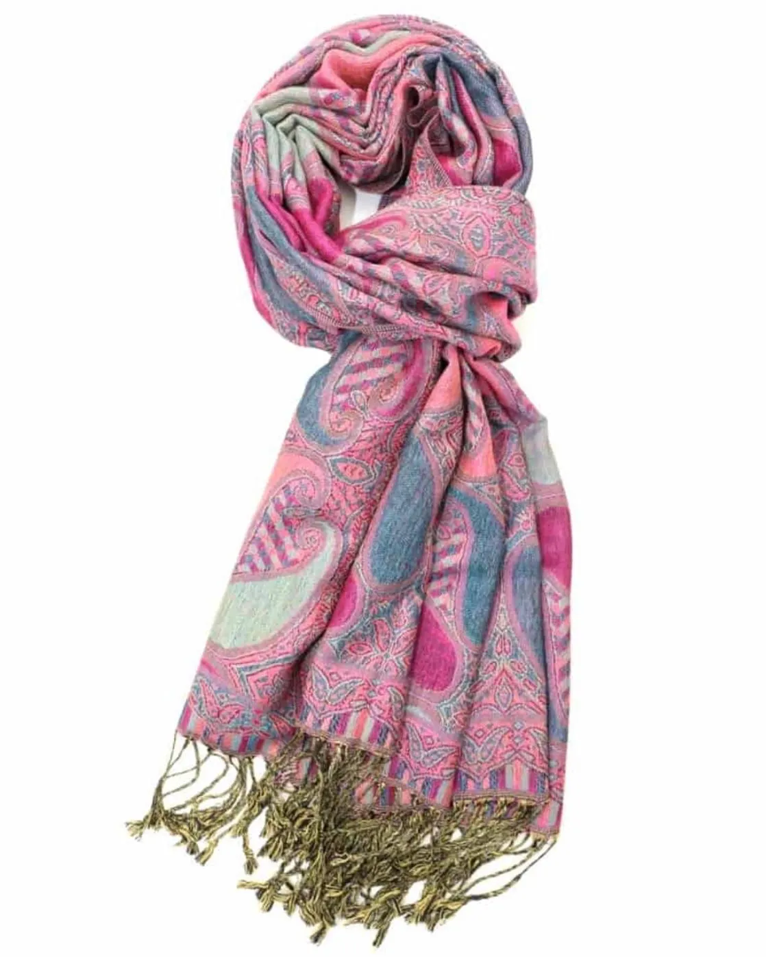 Pink & Blue Paisley Rave Pashmina