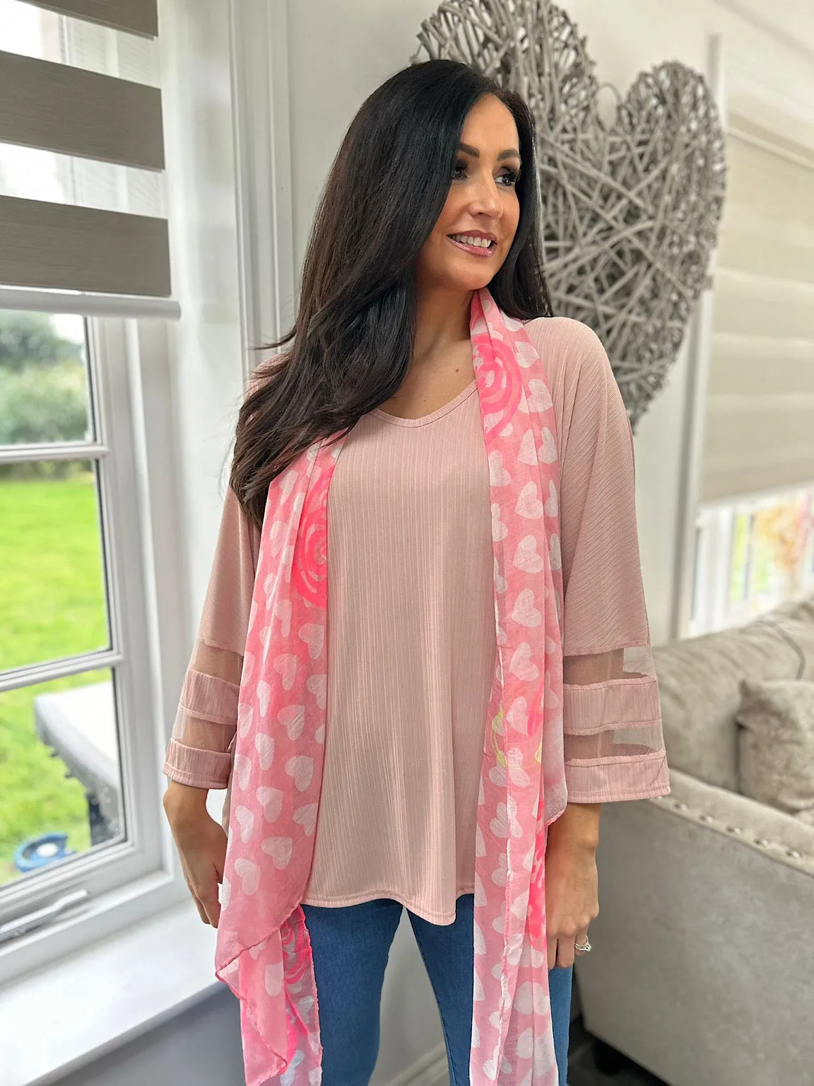 Pink Mesh Sleeve Top Claudia