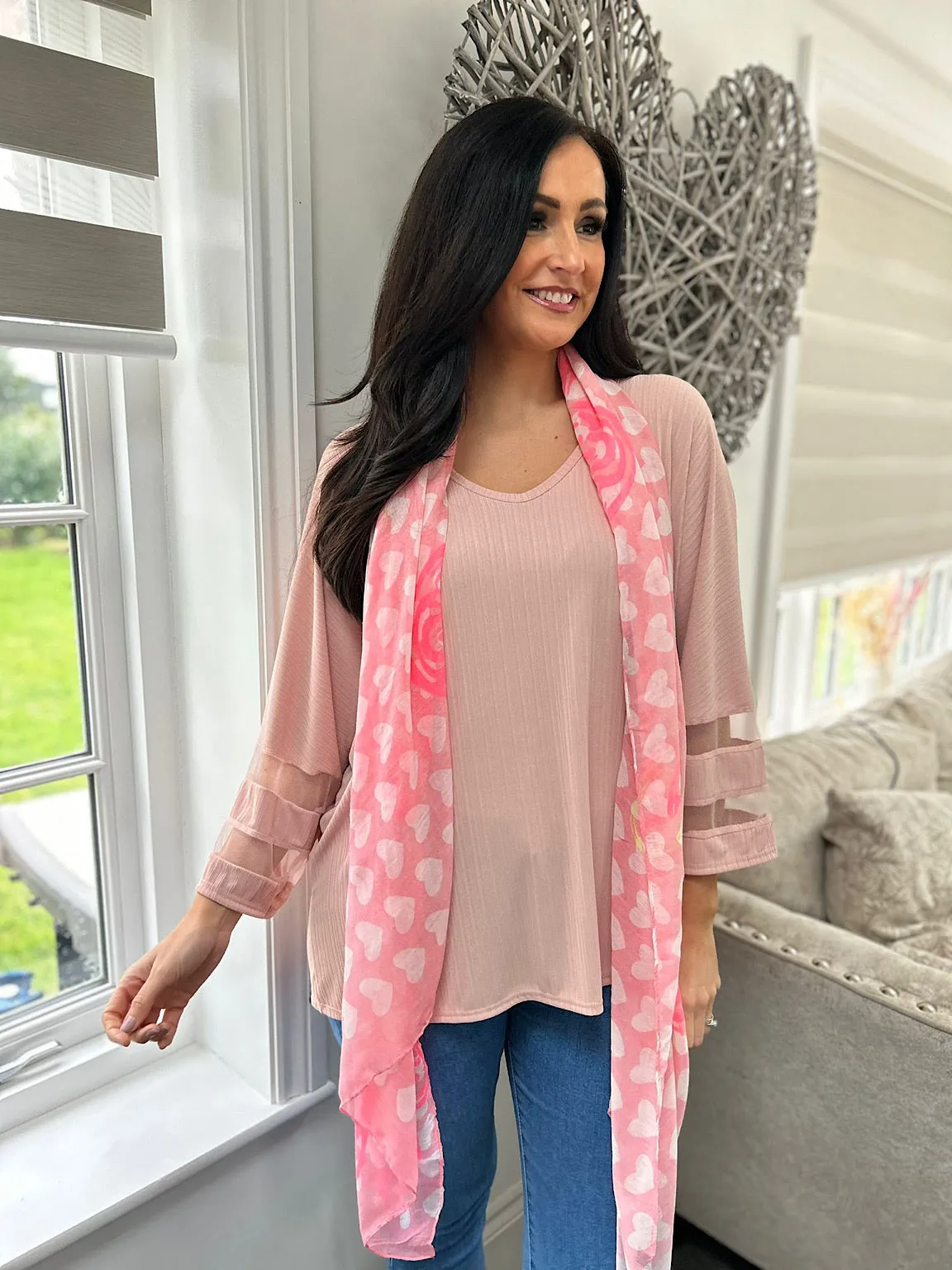 Pink Mesh Sleeve Top Claudia