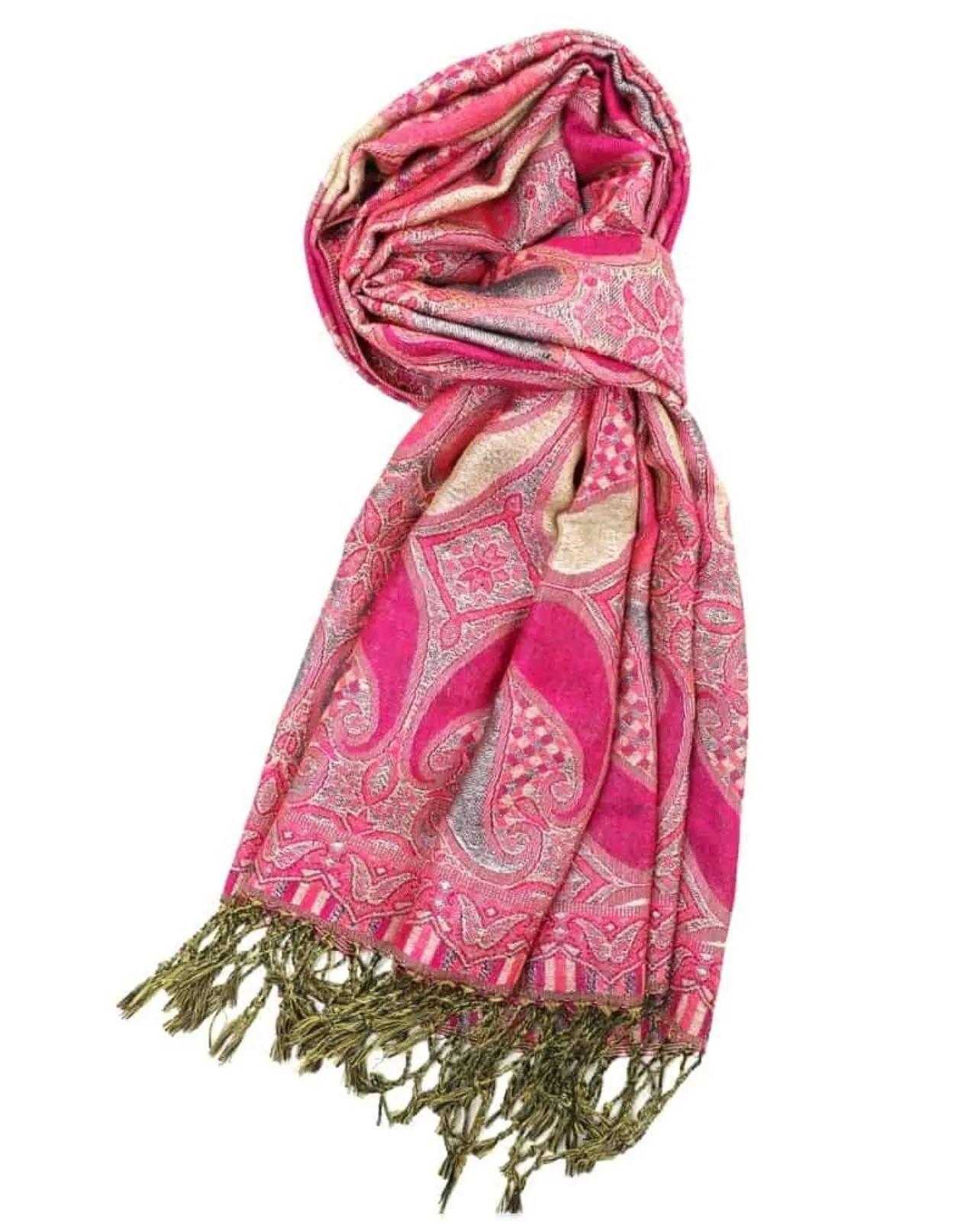 Pink Metallic Paisley Rave Pashmina