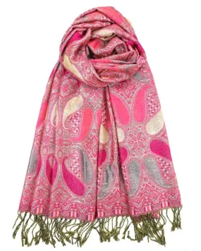 Pink Metallic Paisley Rave Pashmina