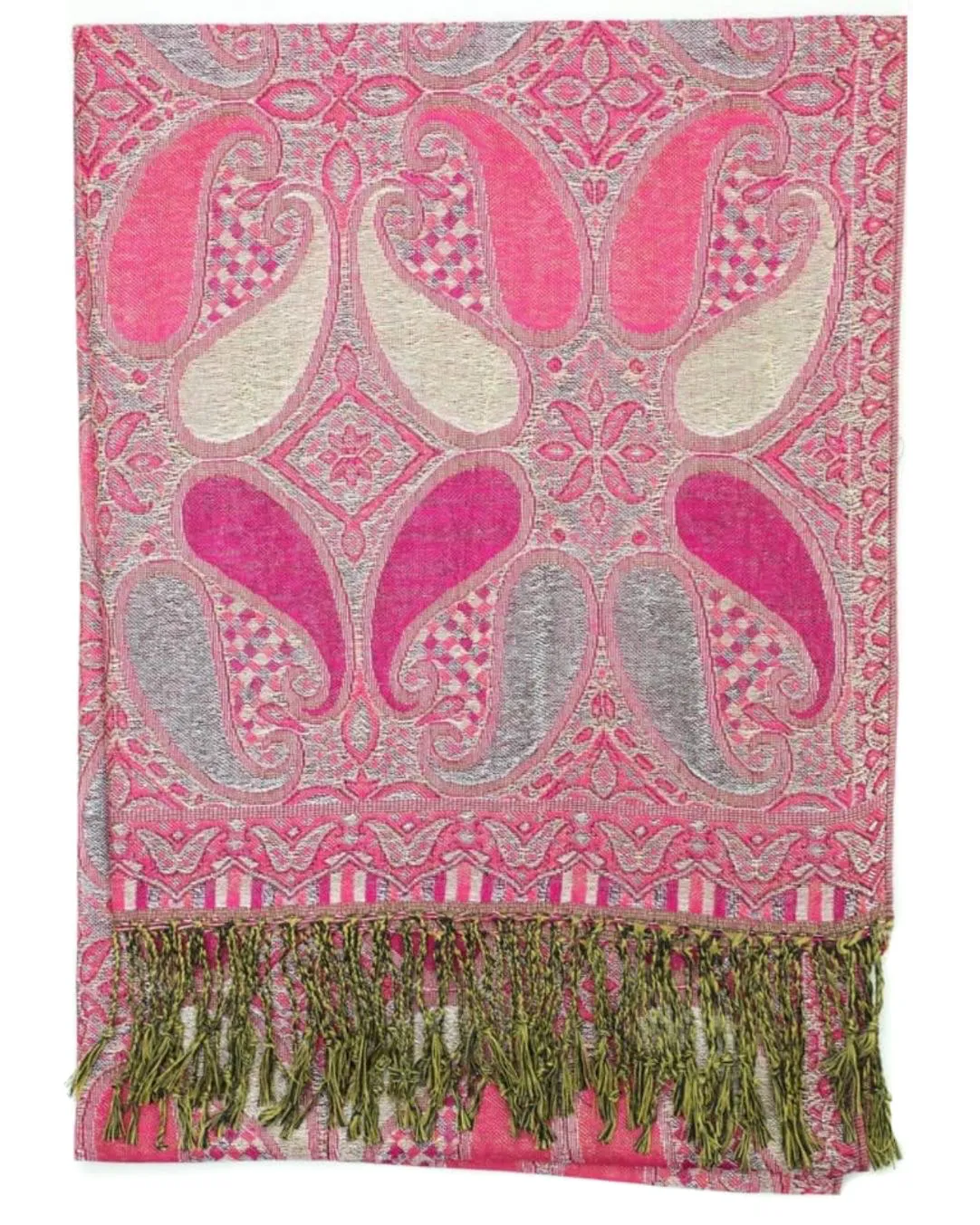 Pink Metallic Paisley Rave Pashmina