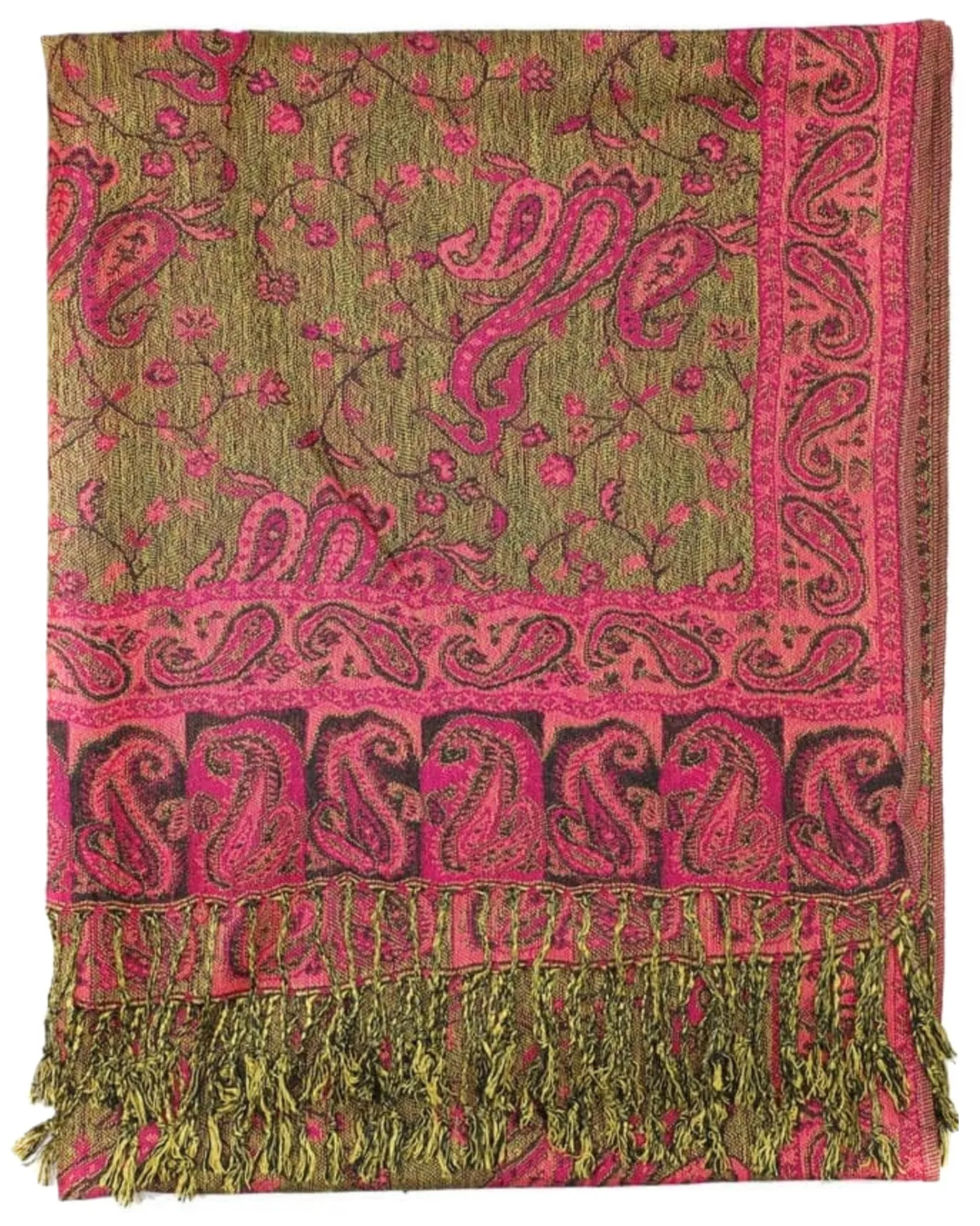 Pink Reversible Paisley Rave Pashmina