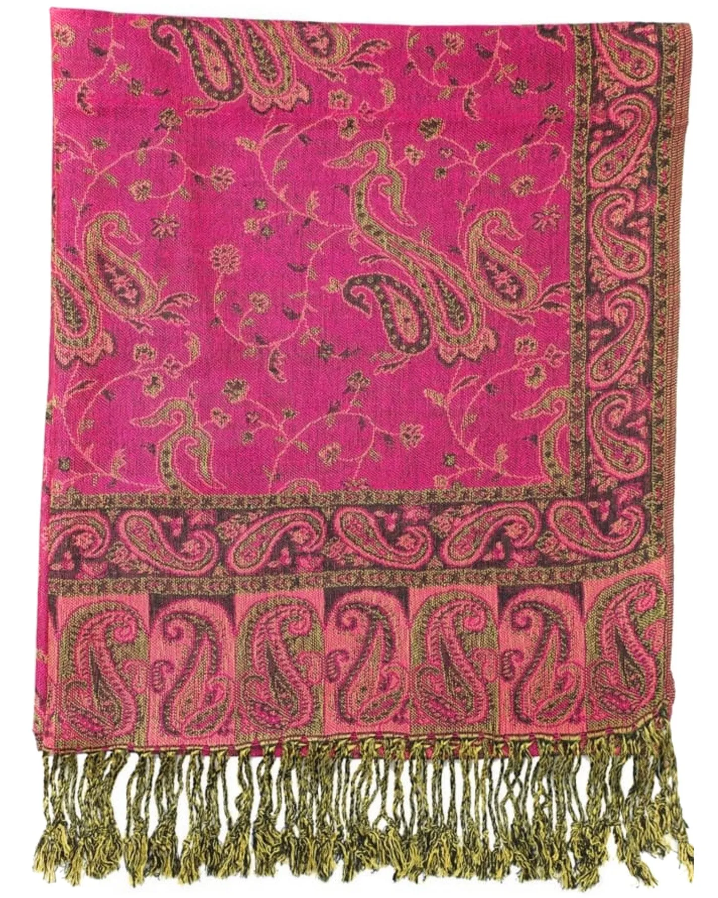 Pink Reversible Paisley Rave Pashmina