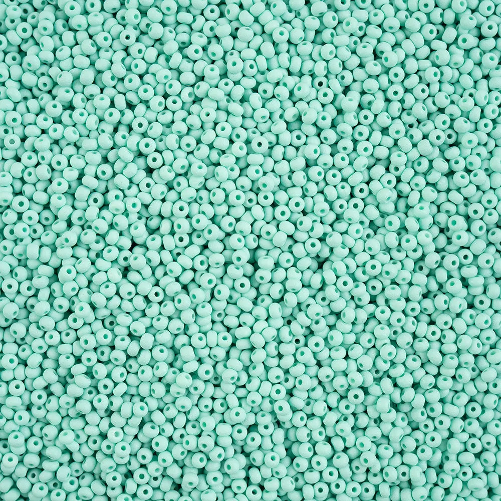 Preciosa Czech Glass, 11/0 Round Seed Bead, PermaLux Dyed Chalk Mint - Matte (1 Tube)