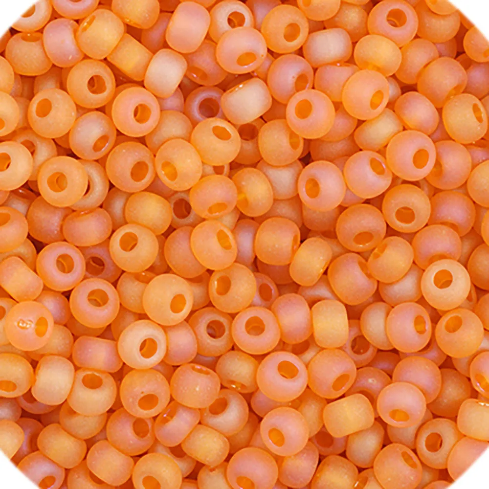 Preciosa Czech Glass, 11/0 Round Seed Bead, Transparent Light Orange - Matte AB (1 Tube)