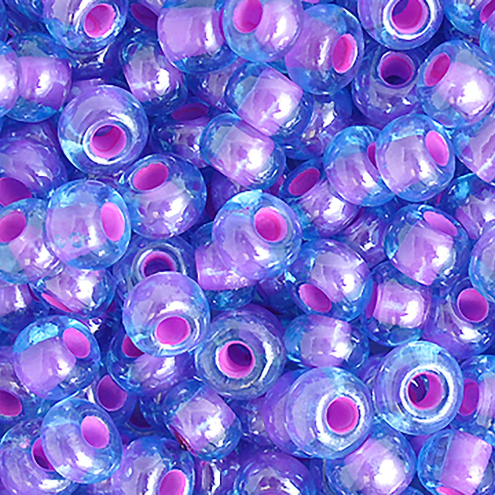 Preciosa Czech Glass, 2/0 Round Pony Seed Bead, Aqua/Purple Lined (1 Tube)