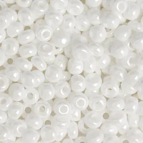 Preciosa Czech Glass, 2/0 Round Pony Seed Bead, Opaque White Luster (1 Tube)