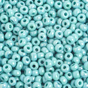 Preciosa Czech Glass, 6/0 Round Pony Seed Bead, Opaque Turquoise AB (1 Tube)