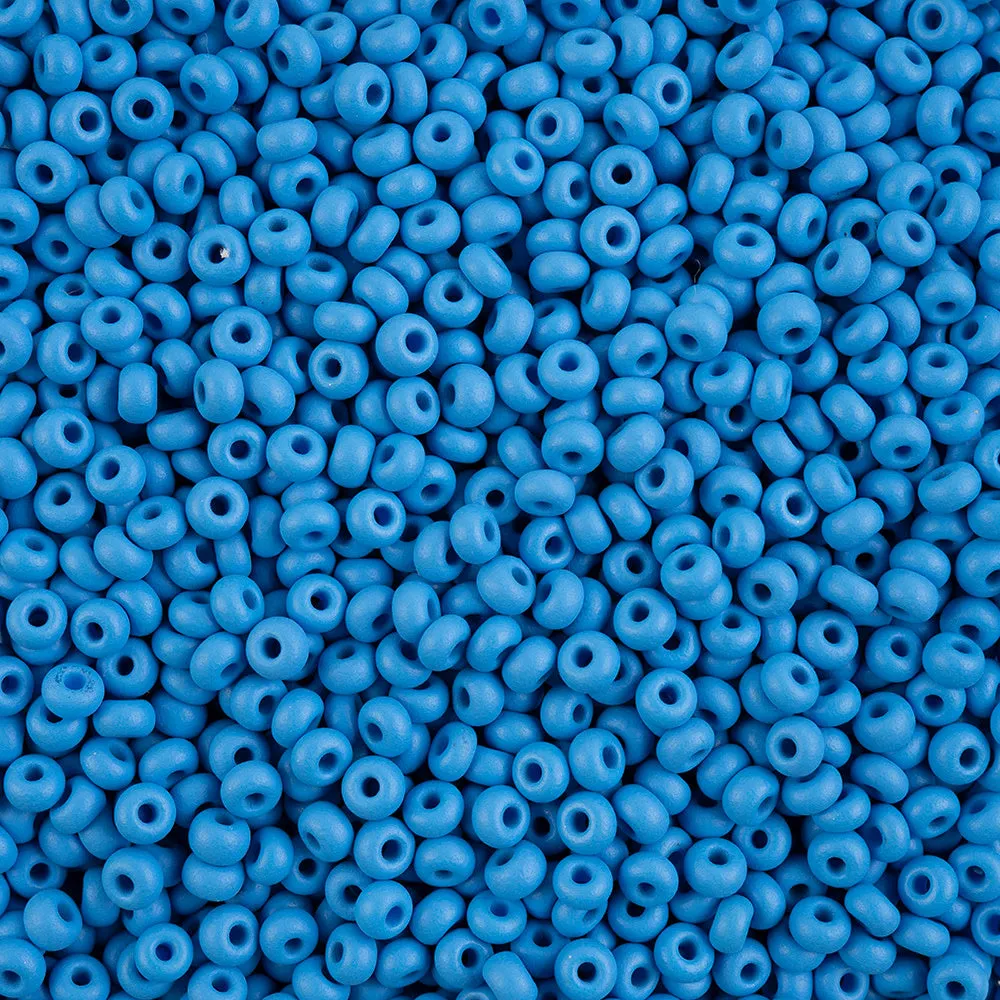 Preciosa Czech Glass, 6/0 Round Pony Seed Bead, PermaLux Dyed Chalk Light Blue - Matte (1 Tube)