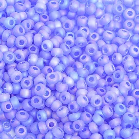 Preciosa Czech Glass, 8/0 Round Seed Bead, Transparent Blue AB - Matte (1 Tube)