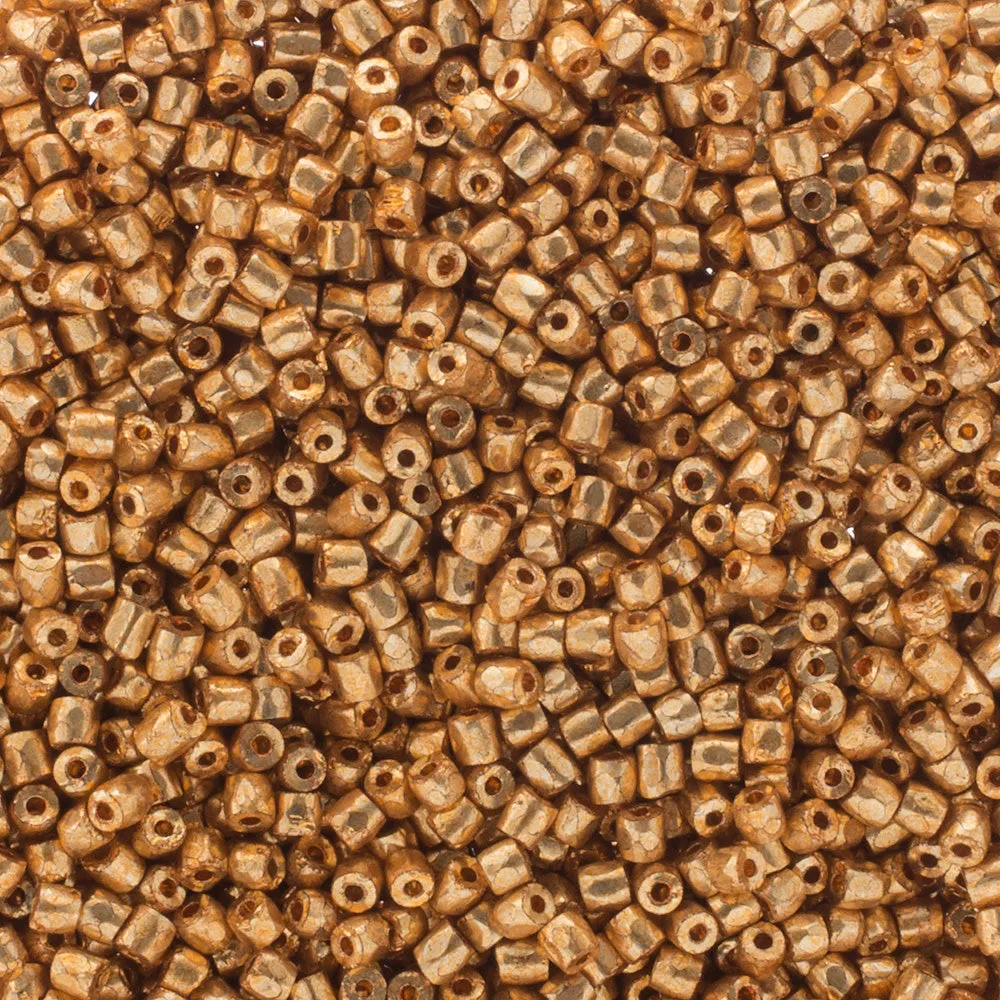 Preciosa Czech Glass, 9/0 Cylinder 3cuts Seed Bead, Opaque Gold Metallic (1 Tube)