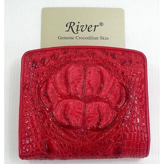 Red Crocodile Leather Womens Wallets