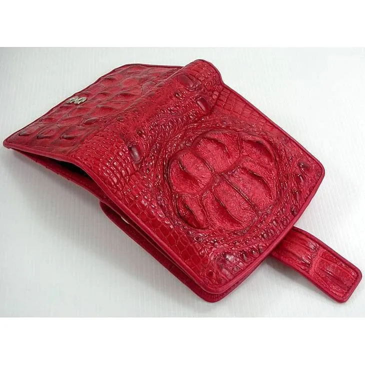 Red Crocodile Leather Womens Wallets