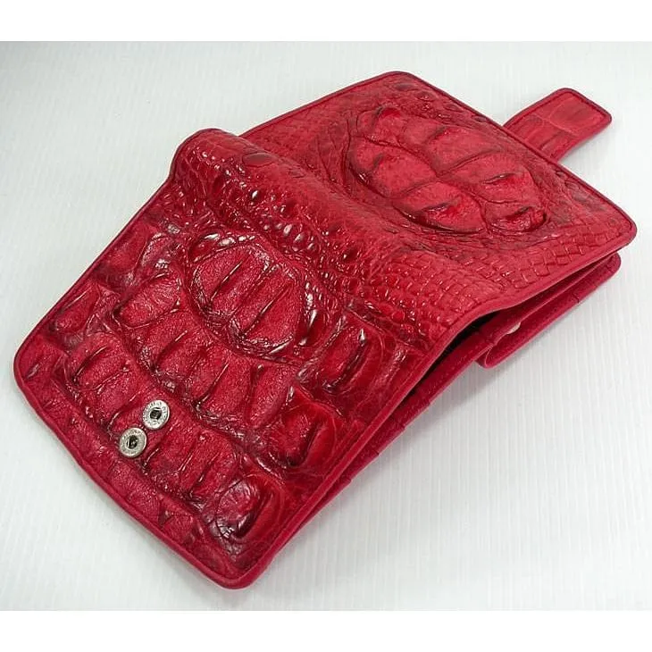 Red Crocodile Leather Womens Wallets