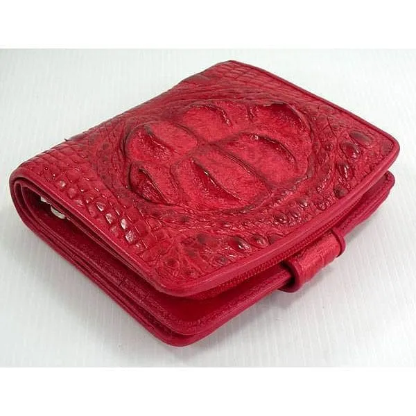 Red Crocodile Leather Womens Wallets