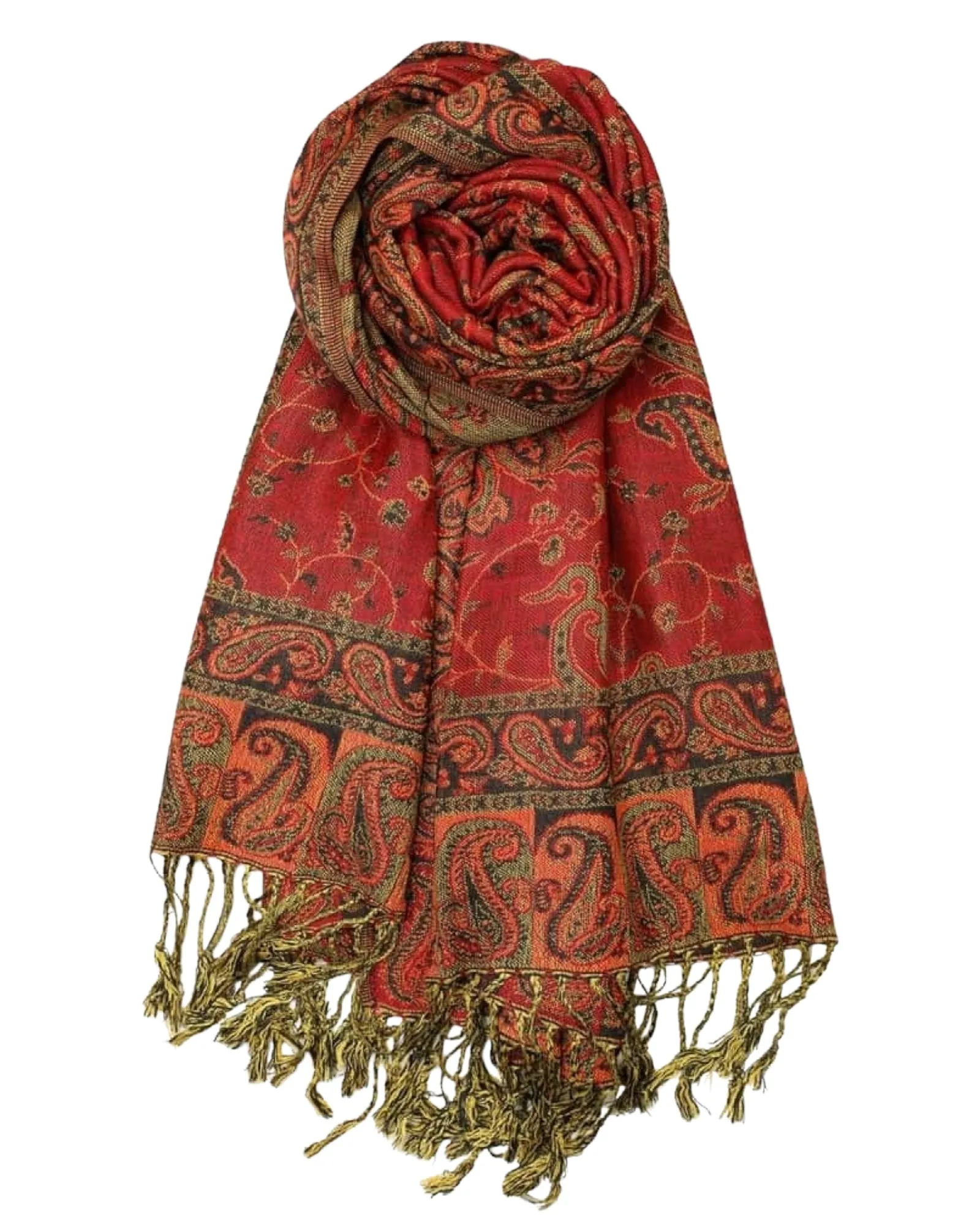 Red Reversible Paisley Rave Pashmina