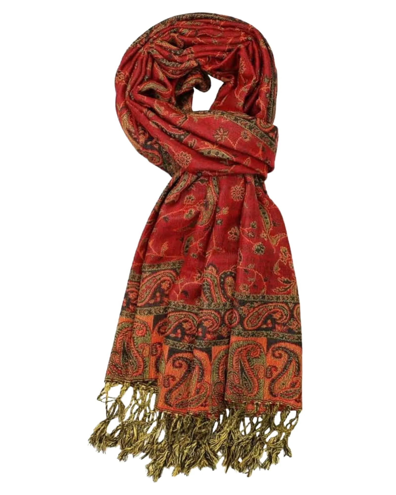 Red Reversible Paisley Rave Pashmina