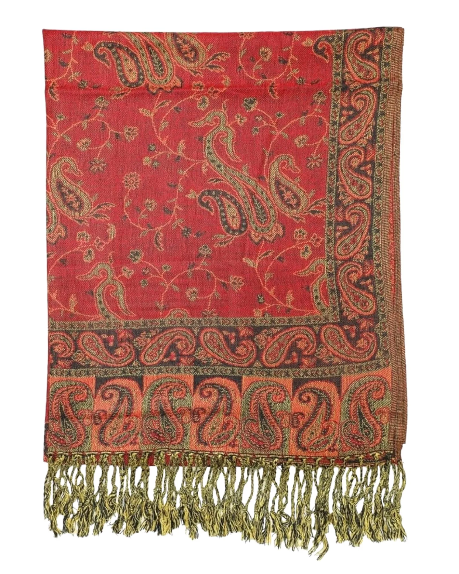 Red Reversible Paisley Rave Pashmina