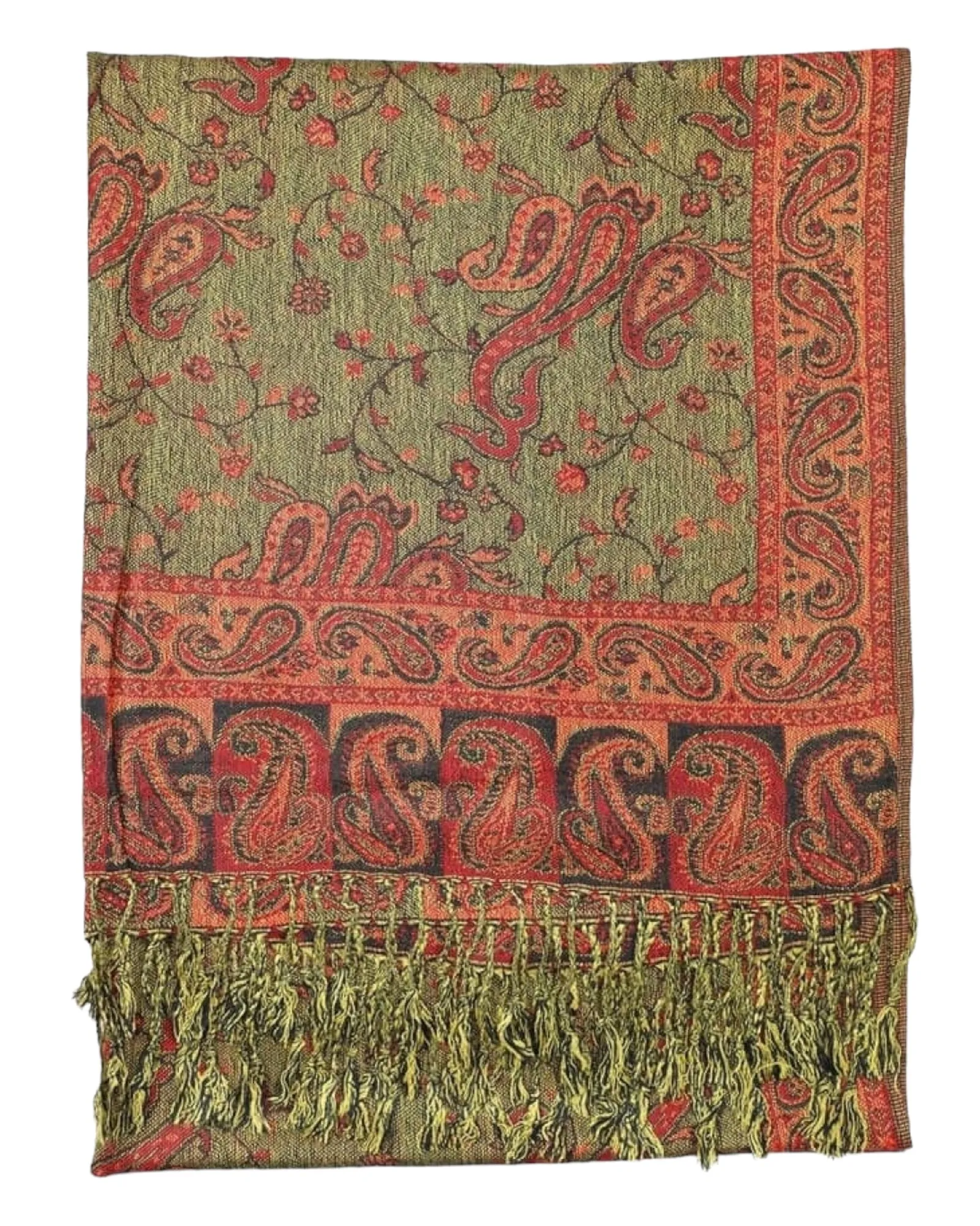 Red Reversible Paisley Rave Pashmina