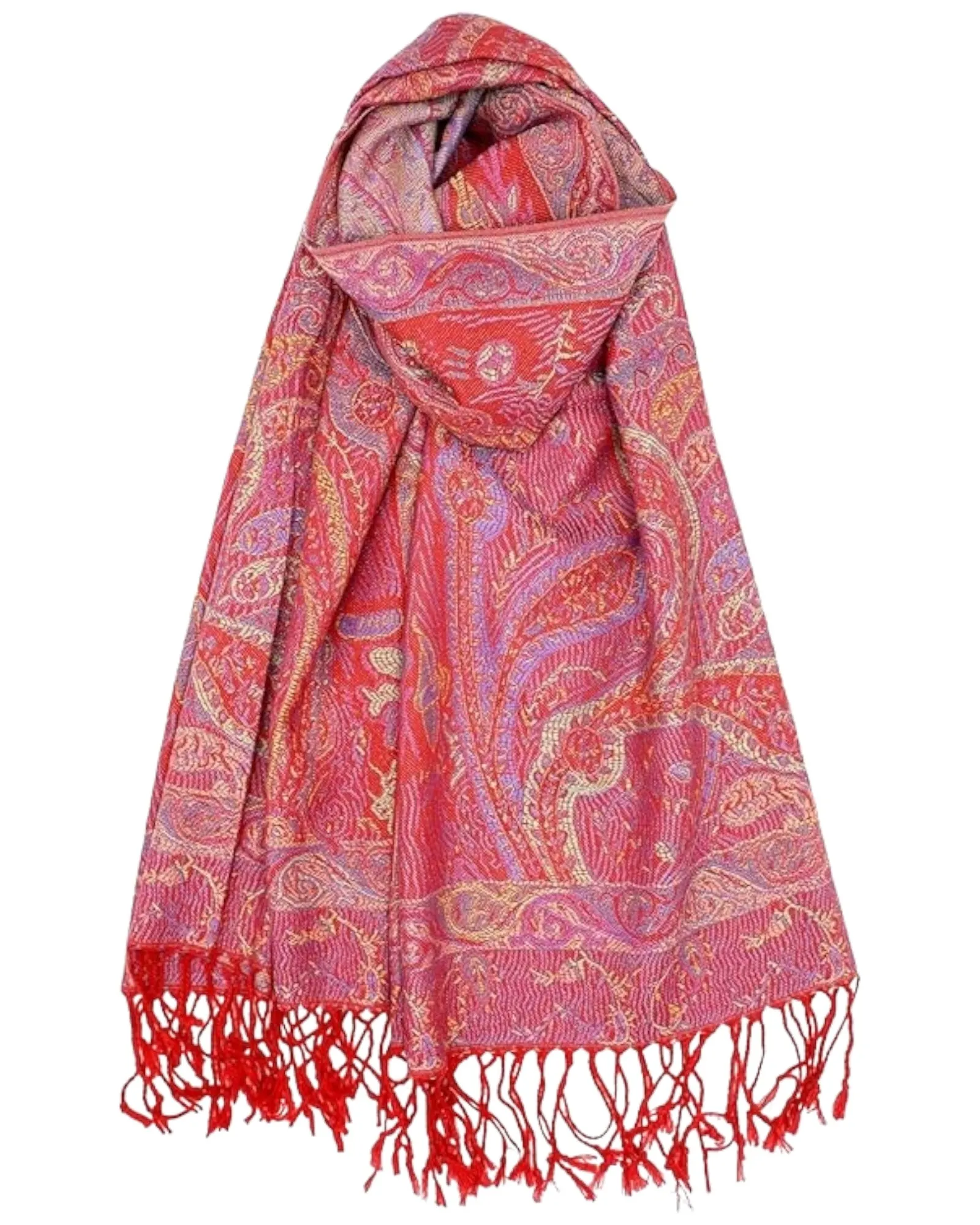 Red Tapestry Paisley Rave Pashmina